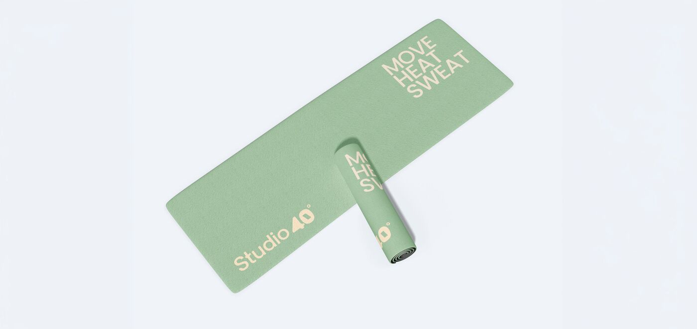 Mat Studio 40° color salvia, extendido y enrollado